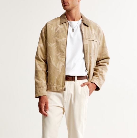 Abercrombie & Fitch Workwear Jacket XXL Men's Canvas Corduroy Trucker Tan Sand - Picture 8 of 10